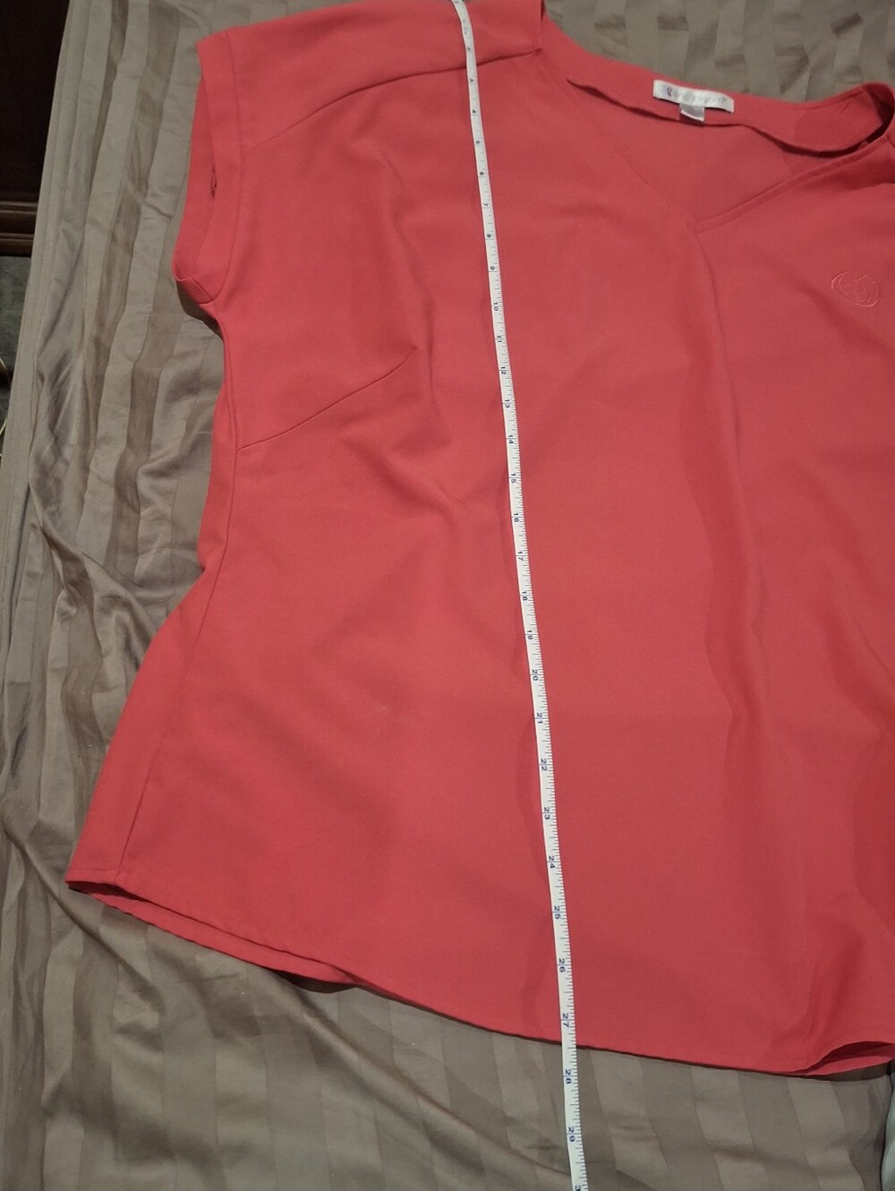 V-Neck Short Sleeve Tee in Coral Pink - Picture 7 of 10